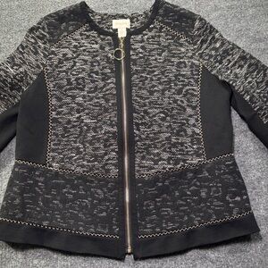 Chico's Black and Silver Patterned Blazer